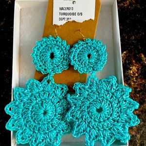 New in box! Teal Roller Rabbit statement earrings